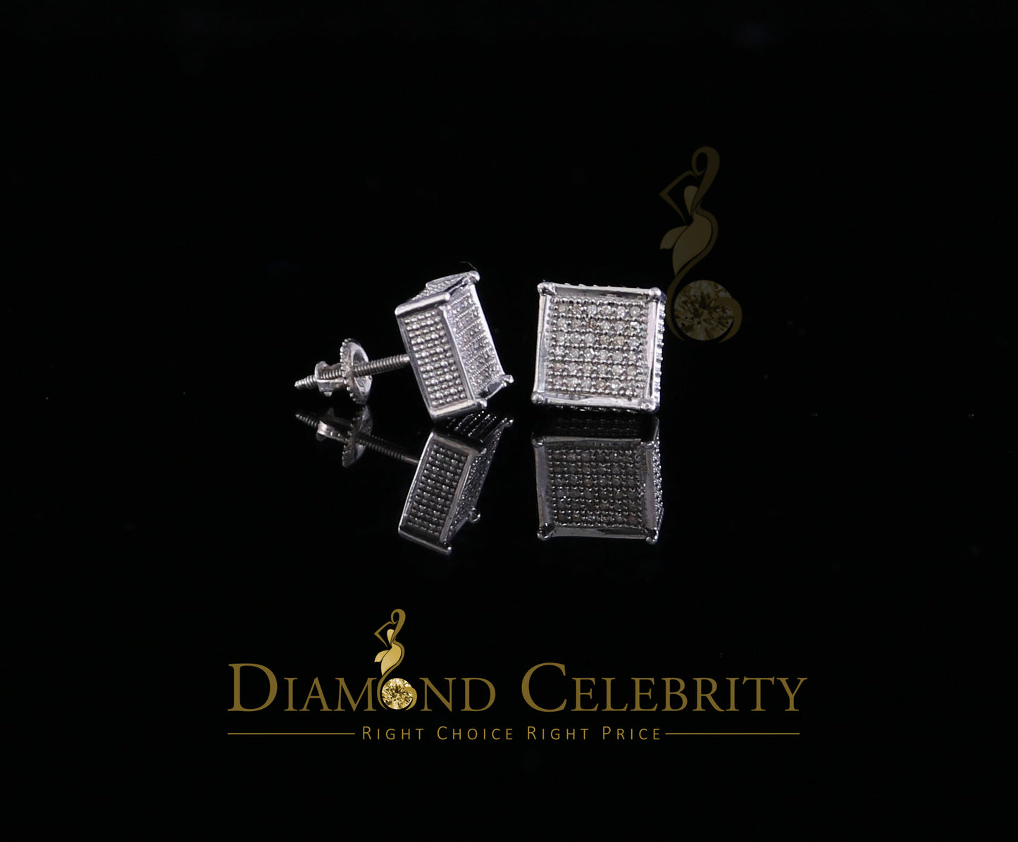 DiamondCelebritees 925 Sterling Silver 0.20ct Diamond White Stud Men's/ Women's Earrings