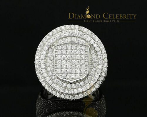 DiamondCelebritees White Sterling Silver11.50ct Cubic Zirconia Men's Adjustable Ring From SZ 9 to11