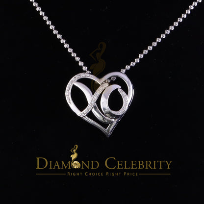 DiamondCelebritees White 925 Sterling Silver Heart and XO Shape Pendant 0.21ct Cubic Zirconioa