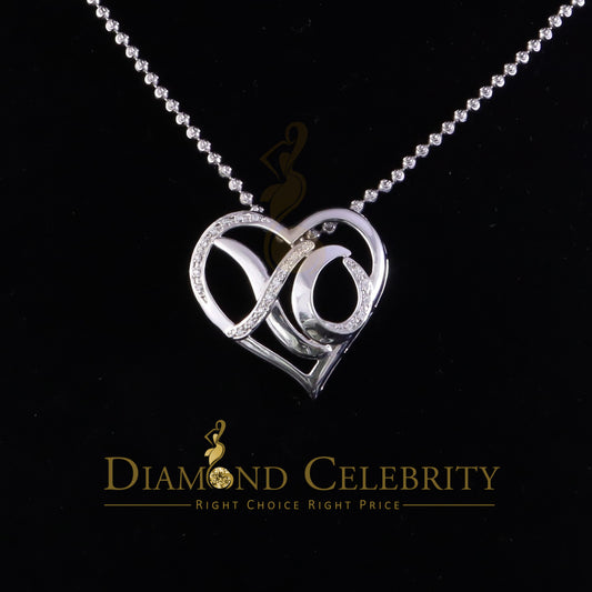 DiamondCelebritees White 925 Sterling Silver Heart and XO Shape Pendant 0.21ct Cubic Zirconioa