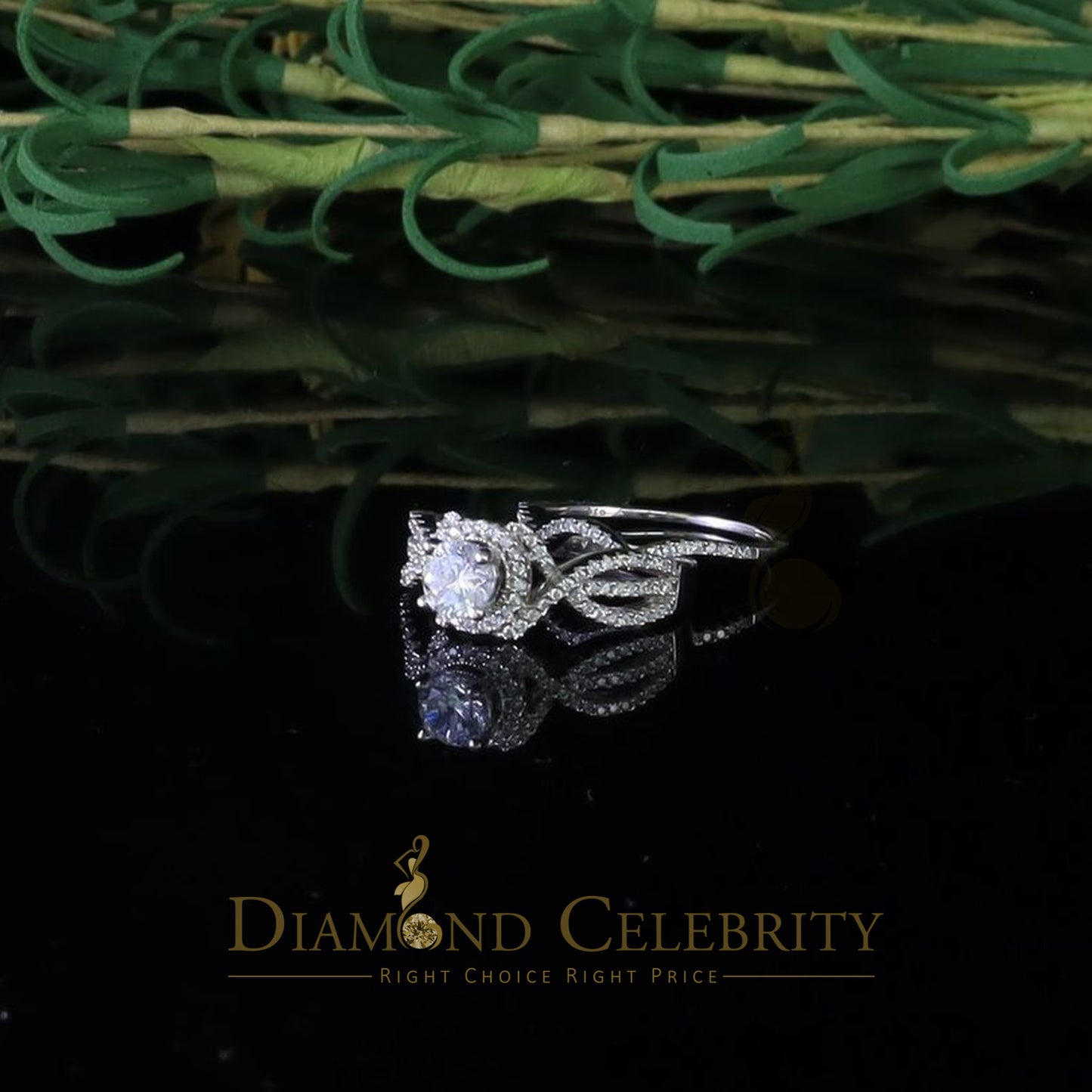 DiamondCelebritees 1.20ct Cubic Zirconia White 925 Silver Men's/ Women 2PC Bridal Rings Size 7