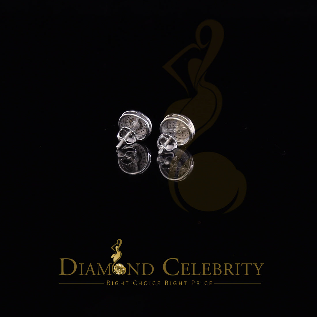 DiamondCelebritees 925 Sterling Silver 0.20 ct Diamond For Ladies & Men's White Stud Round Earrings