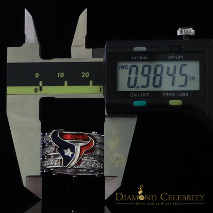 DiamondCelebritees 925 Silver White 1.50ct Cubic Zirconia Texan Wide Band Cocktail Ring Size 10