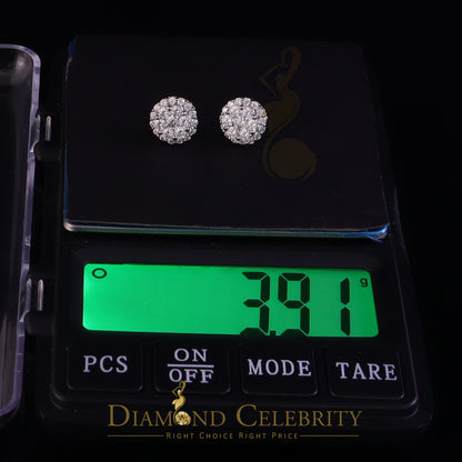 DiamondCelebritees Genuine 2.0ct Vvs 'D' Color Moissanite Cluster Earring 10k Real Yellow Gold