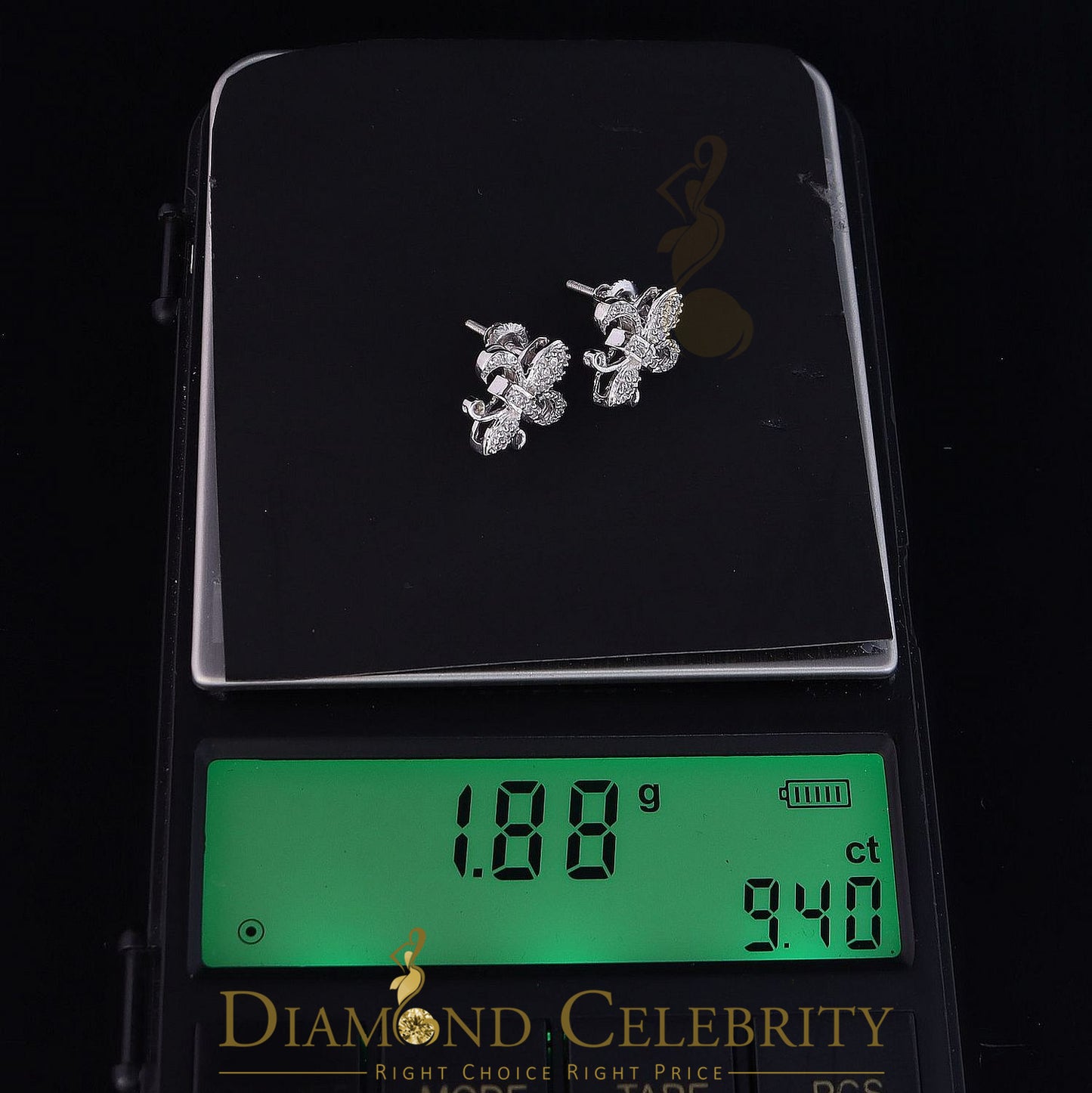 DiamondCelebritees  White 0.35ct Cubic Zirconia 925 Silver Men's & Women's Fleur de Lis Earrings