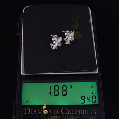 DiamondCelebritees  White 0.35ct Cubic Zirconia 925 Silver Men's & Women's Fleur de Lis Earrings