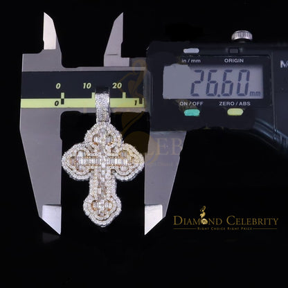 Diamondcelebritees  New Buttony Cross 925 Silver White 4.50ct VVS D Moissanite Pendant Men's/Womens