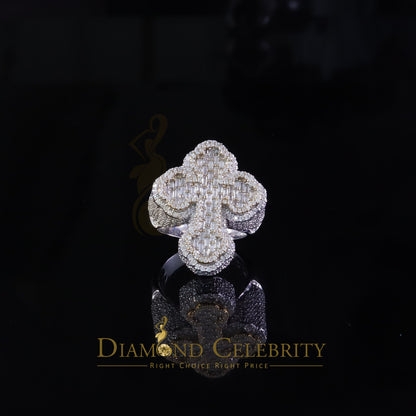 DiamondCelebritees New White 925 Sterling Silver 6.00ct VVS D Moissanite Rings Size 10 Cross Men's