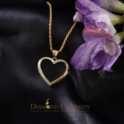 DiamondCelebritees  Real 0.12ct Diamond 925 Sterling Silver HEART Charm Necklace Yellow Pendant