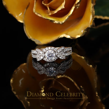 DiamondCelebritees 925 Women's White Silver 3.0ct CZ Centre 0.50ct Round Engagement Ring SZ 7
