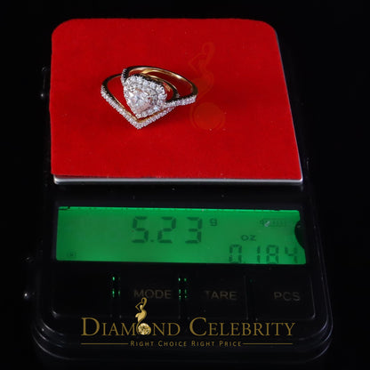 DiamondCelebritees Silver 1.66ct VVS D Heart Shape Moissanite Women Yellow Bridal Heart Ring SZ7