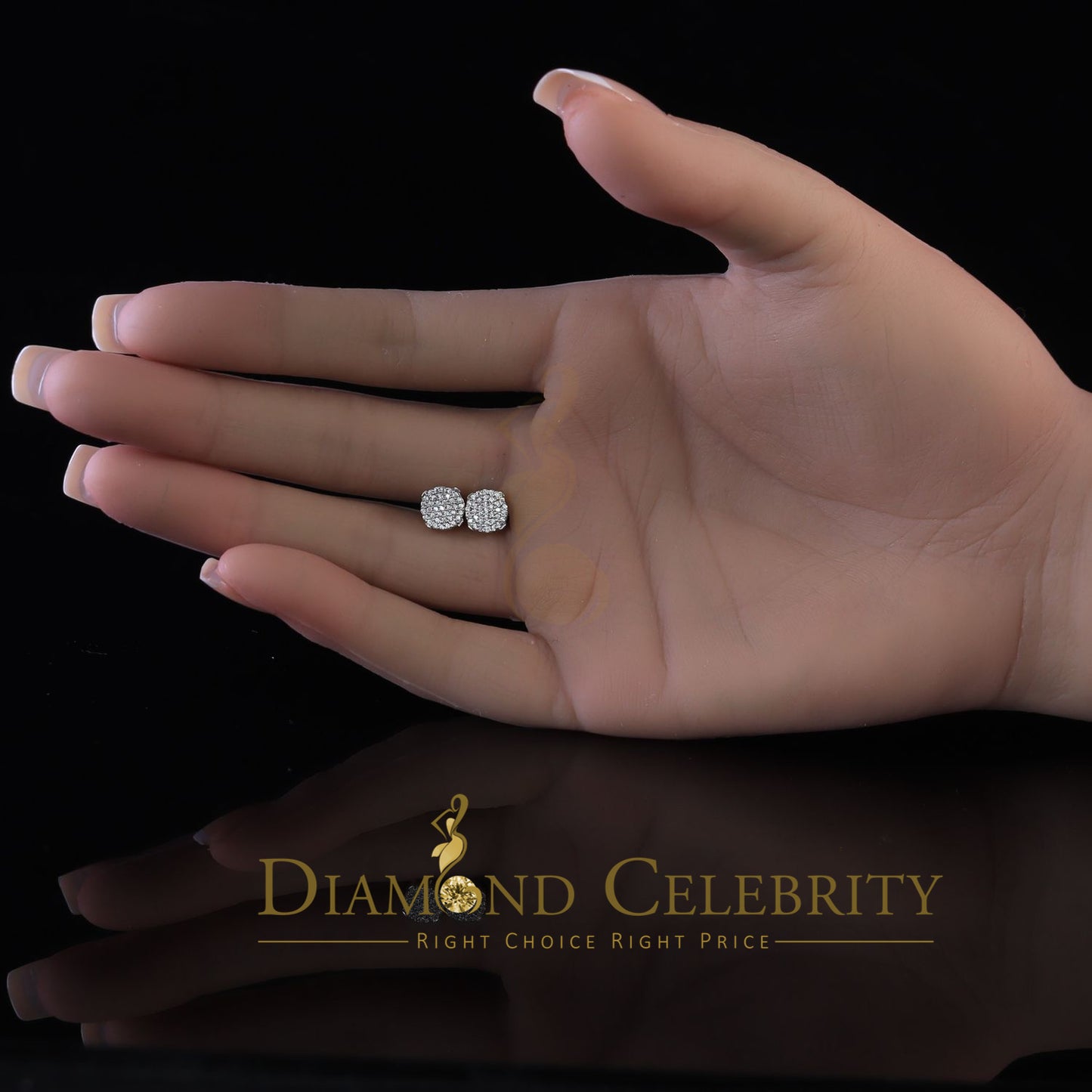 DiamondCelebritees  925 Yellow Sterling Silver 0.74ct Cubic Zirconia Round Women's Stud Earrings