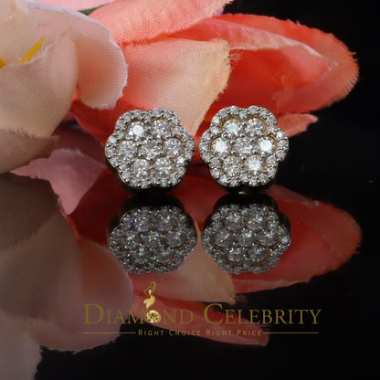 DiamondCelebritees Yellow Floral 1.50ct VVS 'D' Moissanite 925 Stud Earrings Men's/Women