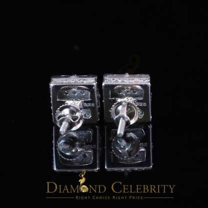 Diamondcelebritees 925 White Silver 1.00ct VVS 'D' Moissanite Square Stud Earring Men's/Womens