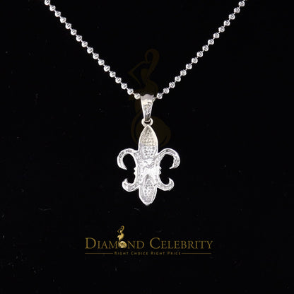 DiamondCelebritees White 925 Fleur de Lis Shape Sterling Silver Pendant with 0.50ct Cubic Zirconia