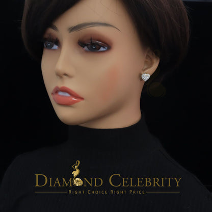 DiamondCelebritees  925 Sterling Yellow Silver 1.64ct Cubic Zirconia Heart Women's Stud Earrings