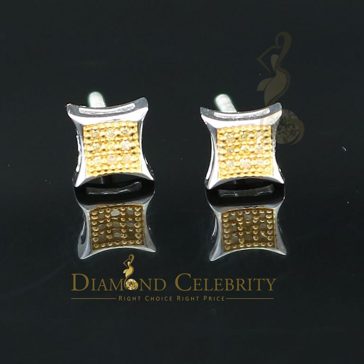 DiamondCelebritees 0.05ct Diamond 925 Sterling Silver White Stud Women's/ Men's Kite Shape Earrings