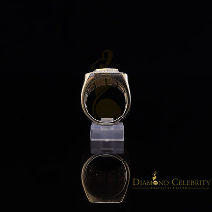 Real 0.33 CT Diamond Men's 925 Silver Yellow Adjustable Ring From Size 10 to 12
