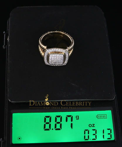 DiamondCelebritees 1.33ct Yellow Silver Square Cubic Zirconia Womens Adjustable Ring From SZ 8 to10