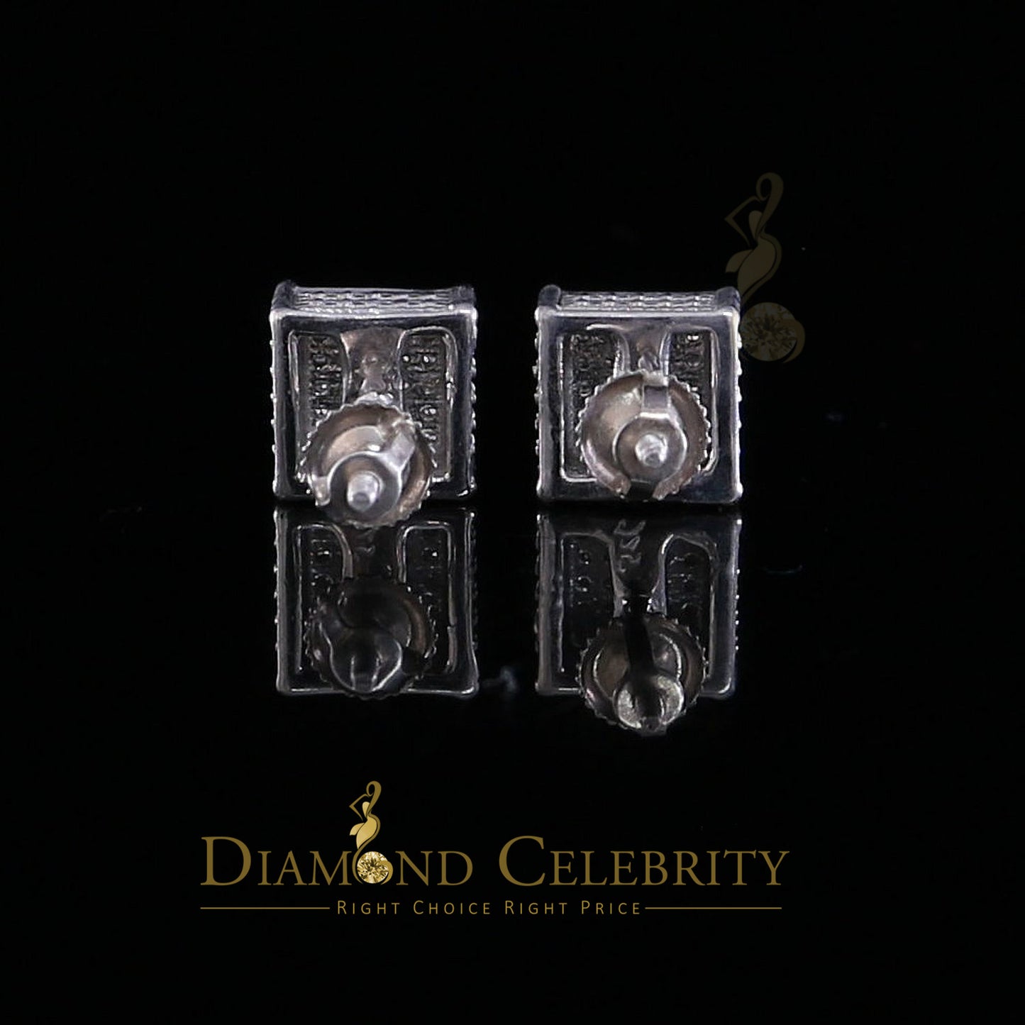 DiamondCelebritees 925 Sterling Silver 0.15ct Real Diamond For Women's & Men's White Stud Earrings