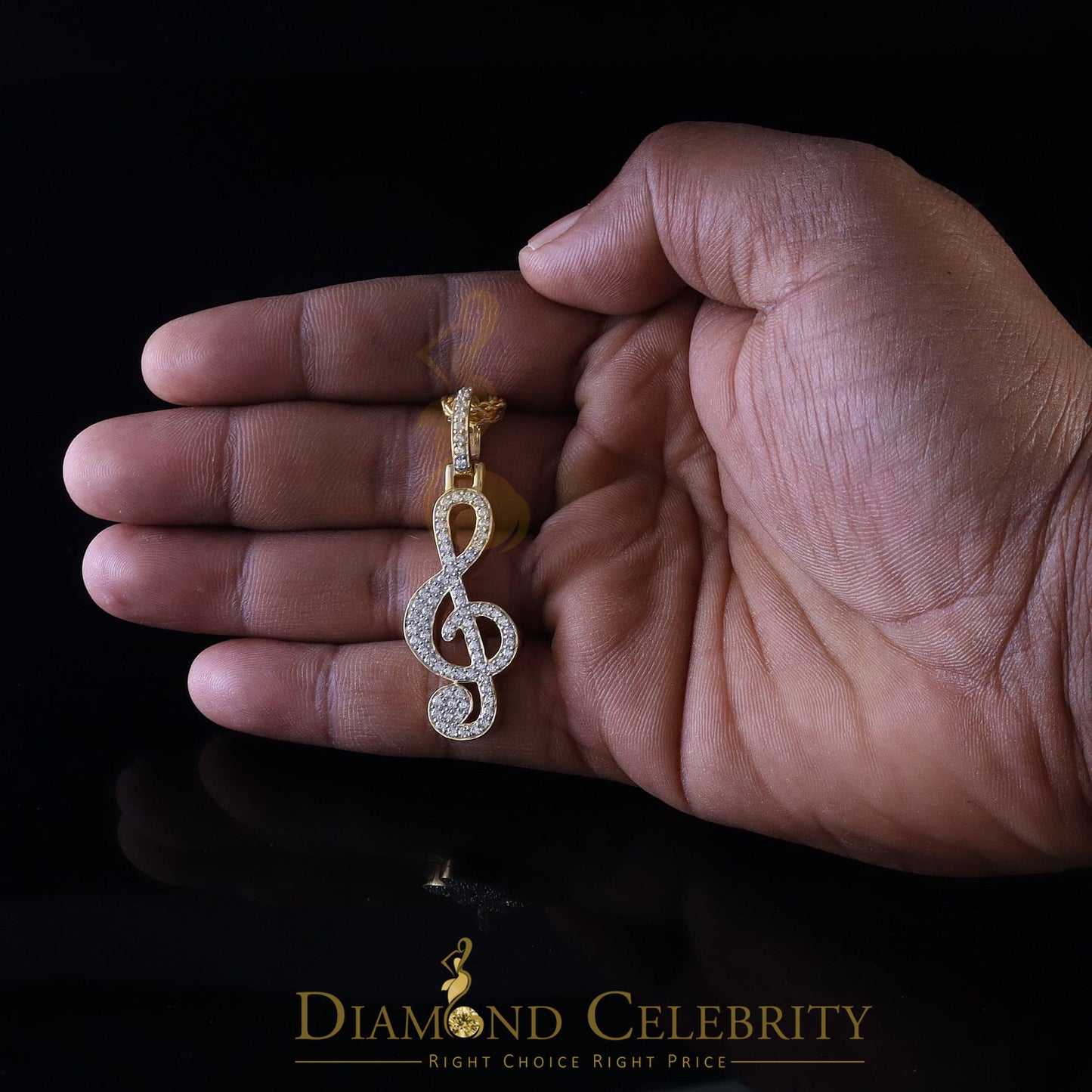 DiamondCelebritees Promise 925 Yellow Sterling Silver MUSIC SIGN Pendant with 2.34ct Cubic Zirconia