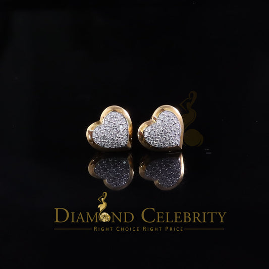 DiamondCelebritees  925 Sterling Yellow Silver 0.71ct Cubic Zirconia Heart Women's Stud Earrings