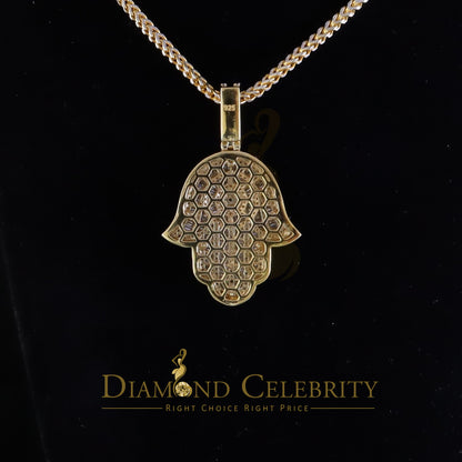 Diamondcelebritees Men's/Women's New Hamsa Pendant 8.0ct VVS D Moissanite Yellow Sterling Silver