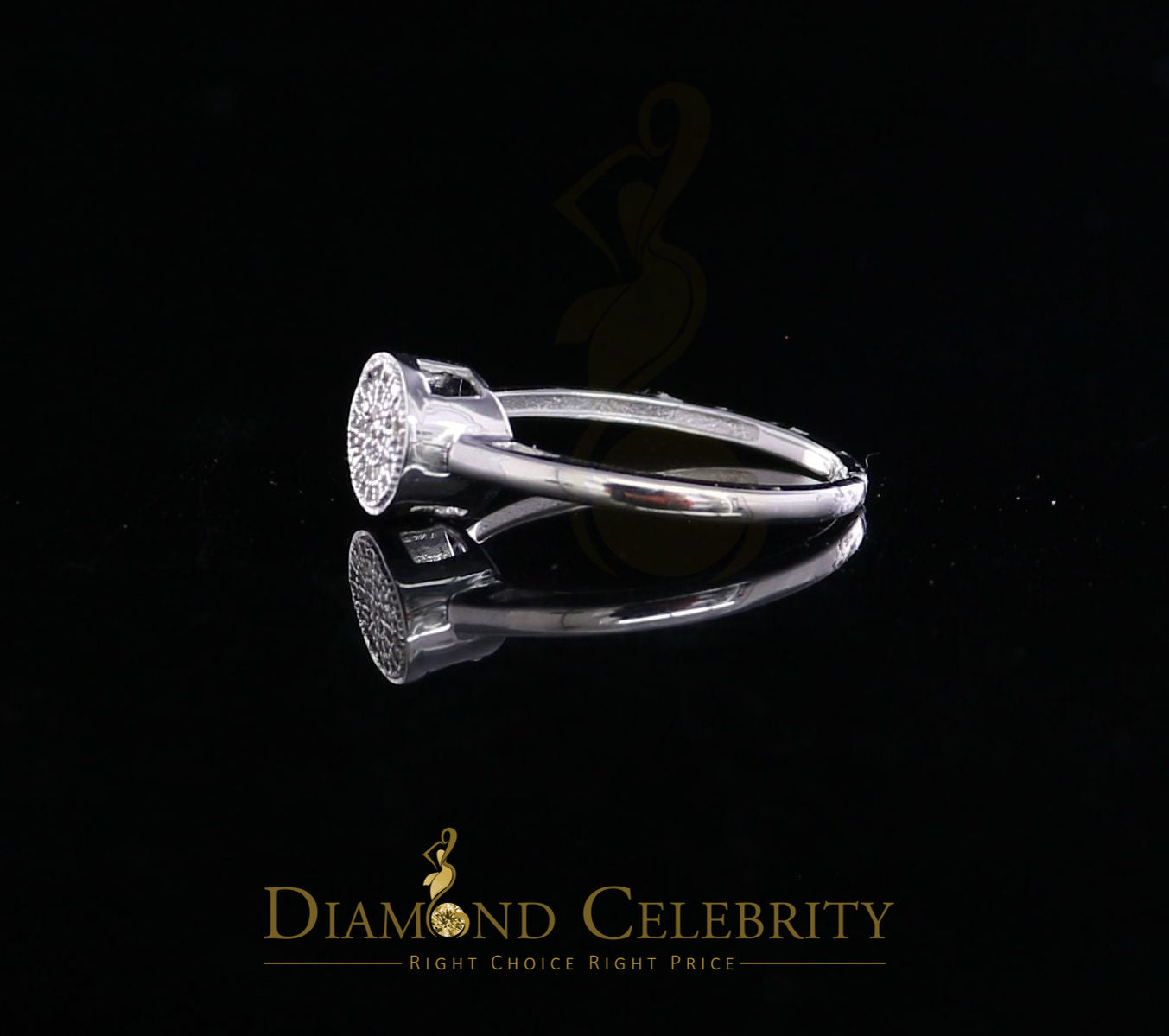 DiamondCelebritees 0.10CT Diamond 925 Sterling White Silver Round Engagement Womens Ring Size 7