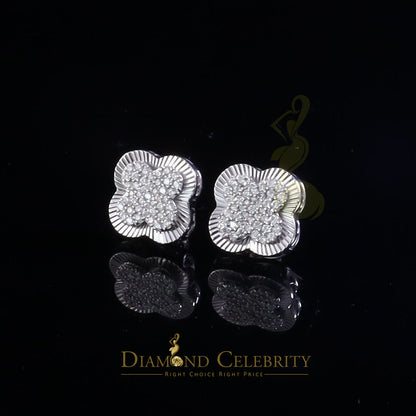 Diamondcelebritees 1.00ct 925 Sterling Silver Moissanite Clover Stud Earrings For Men & Women