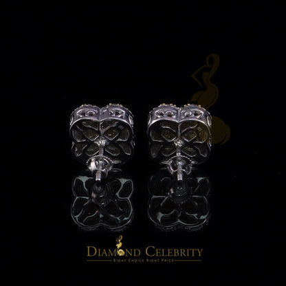 Diamondcelebritees New1.00ct 925 Sterling Silver Moissanite Clover Stud Earrings For Men & Women