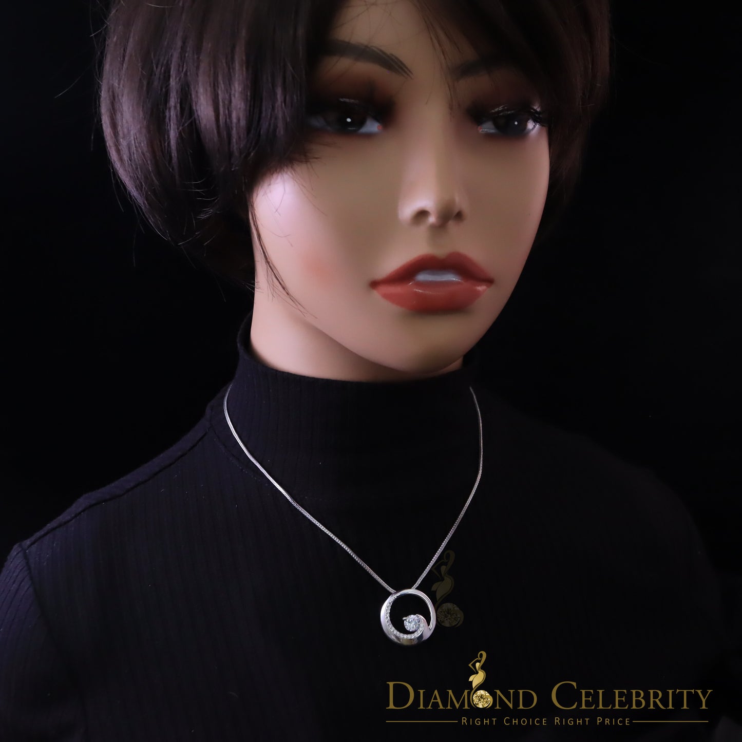 DiamondCelebritees Fancy Circle Shape 2.50ct Sterling Silver White Pendant Cubic Zirconia Stone