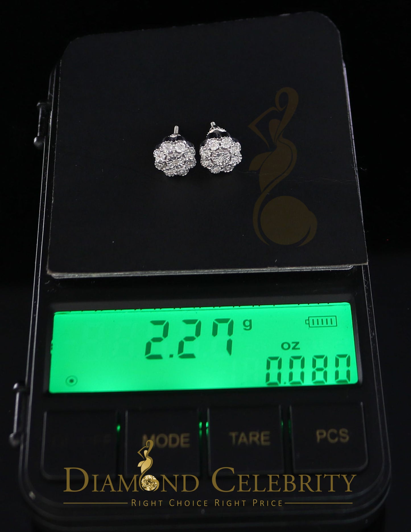 DiamondCelebritees 0.07 ct Diamond 925 Sterling Silver White Floral Earrings For Men's & Women's