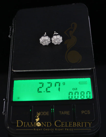 DiamondCelebritees 0.07 ct Diamond 925 Sterling Silver White Floral Earrings For Men's & Women's