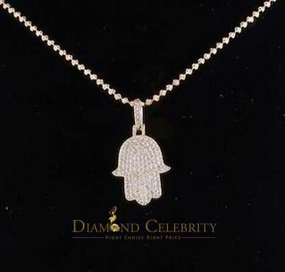 DiamondCelebritees  Real 0.33ct Diamond 925 Sterling Silver HAMSA Charm Necklace Pendant in Yellow