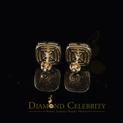 DiamondCelebritees 1.5ct Moissanite Yellow 925 Silver Womens Round Edge Square Shape Nugget Earring