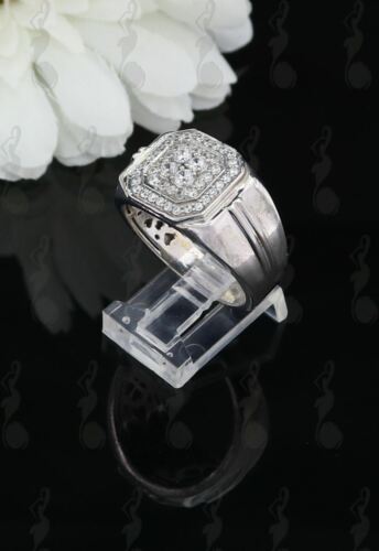 DiamondCelebritees Men's 925 Sterling White Silver Octagon 1.50ct Cubic Zirconia Ring Size 12