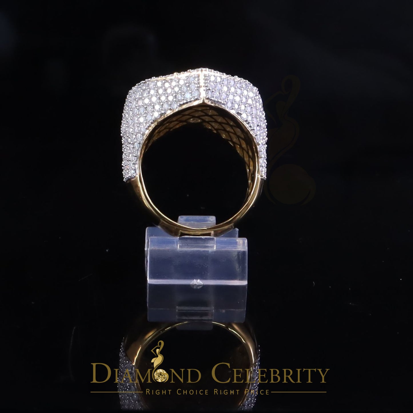 DiamondCelebritees Men's 925 Yellow Silver 5.00ct VVS 'D' Round Moissanite Heart Ring Size 8
