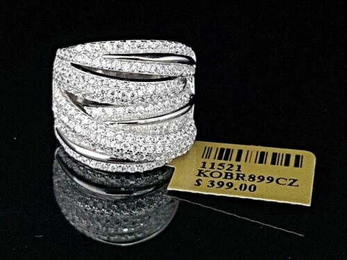 DiamondCelebritees 925 White Sterling Silver 2.50ct Multi -Rows Cubic Zirconia Women's Ring Size 7