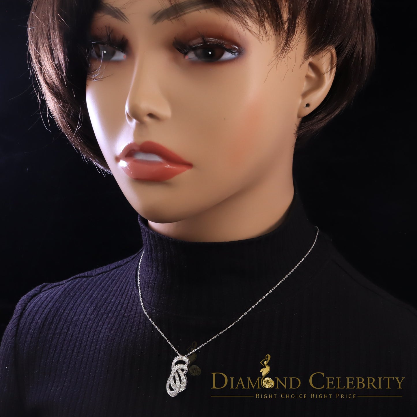 DiamondCelebritees White Sterling Silver Pendant with Charming FASHION Shape 0.28ct Cubic Zirconia