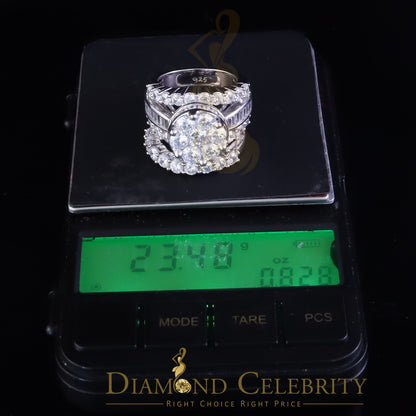 DiamondCelebritees 17.00ct Cubic Zirconia 925 Silver White Ring Multi Row Bridal Womens Ring Size 9