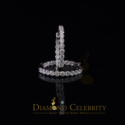 Diamondcelebritees 4.00ct Moissanite White 925 Sterling Silver Women's In and Out Hoop Earrings
