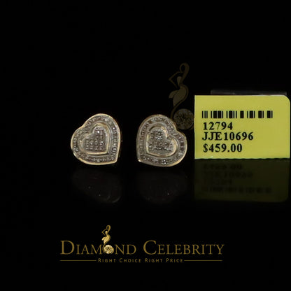 DiamondCelebritees Aretes Para Hombre Heart 925 Yellow Silver 0.20ct Diamond Women's /Men's Earring