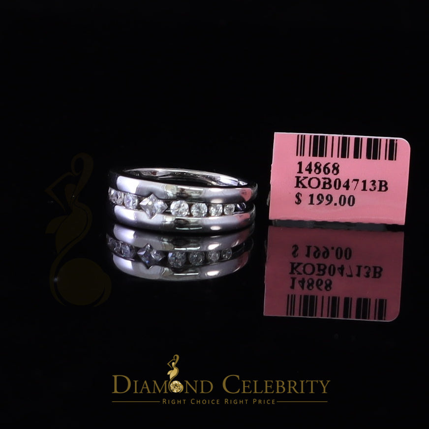 DiamondCelebritees 925 White Silver Round-Shaped 0.66 ct Cubic Zirconia Engagement Womens Ring SZ 7