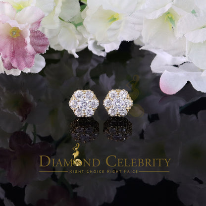 DiamondCelebritees  Round Style Earring 2.00ct Cubic Zirconia 925 Sterling Silver Yellow for He/She