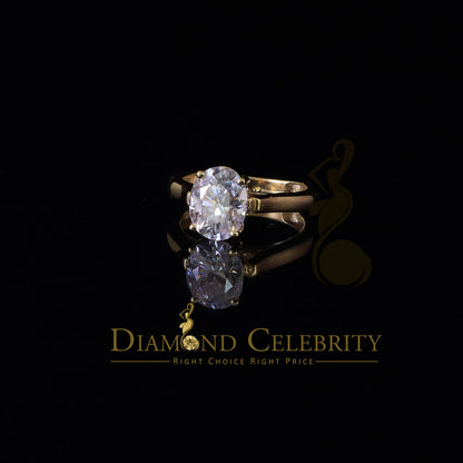 King Of Blings  10K Yellow Gold 2.00CT VVS' 'FL' D clr Oval Cut Solitaire Moissonite Ring S/7
