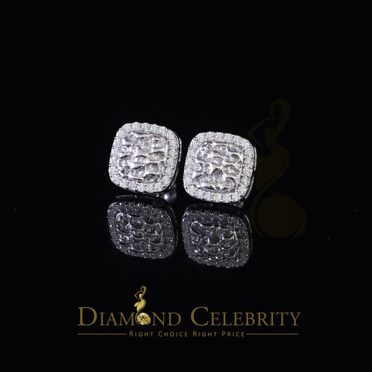 Diamondcelebritees 1.50ct Moissanite White 925 Silver Womens Round Edge Square Shape Nugget Earring