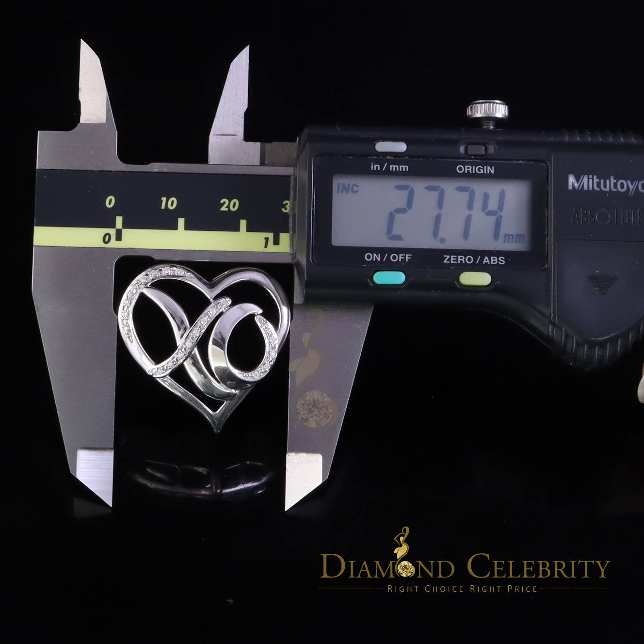 DiamondCelebritees White 925 Sterling Silver Heart and XO Shape Pendant 0.21ct Cubic Zirconioa