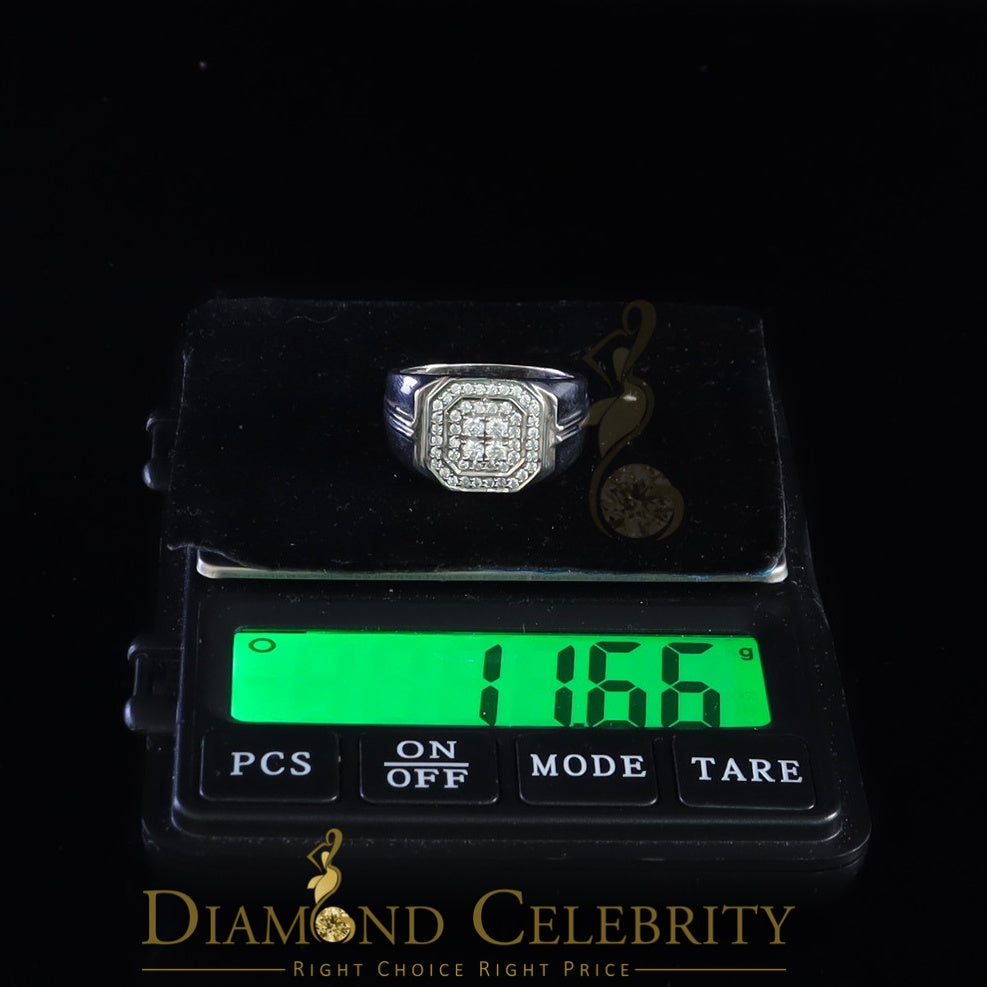 DiamondCelebritees Men's 925 Sterling White Silver Octagon 1.50ct Cubic Zirconia Ring Size 12