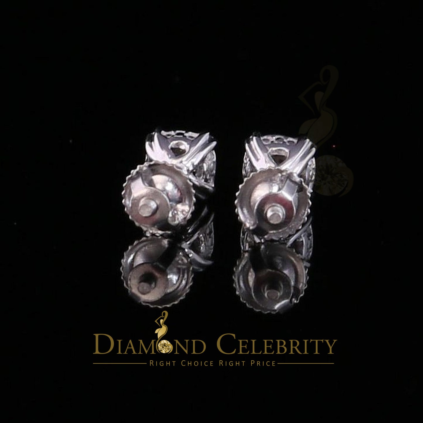 DiamondCelebritees 0.10 ct Diamond 925 Sterling Silver White For Men's & Women's Round Earrings