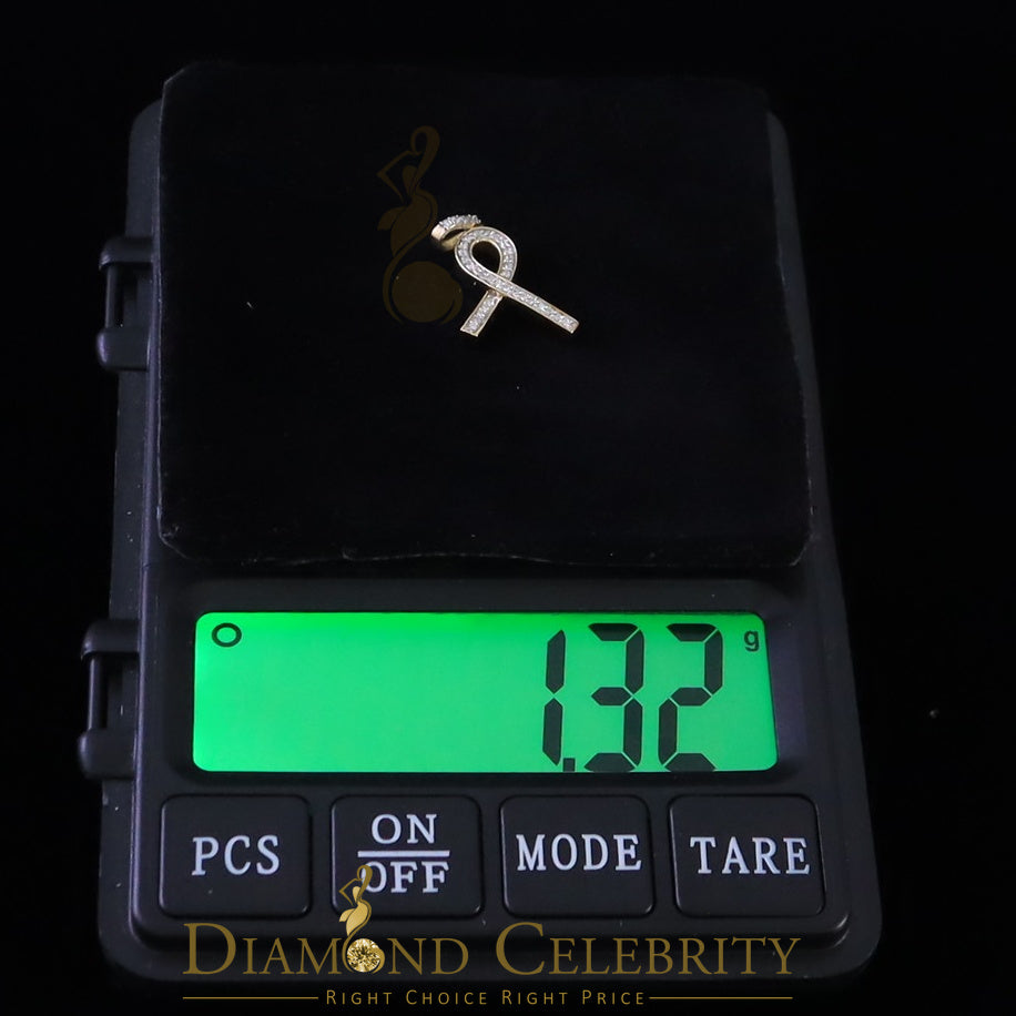 DiamondCelebritees 925 Sterling Silver Fashion Ribbon Shape Pendant Yellow 0.26ct Cubic Zirconia